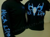 Womens Hot Blue Deer Skull Short Sleeve Tee